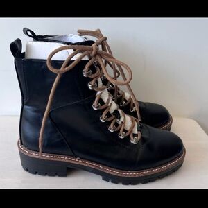 A NEW DAY Black and Tan Lace-Up Boots